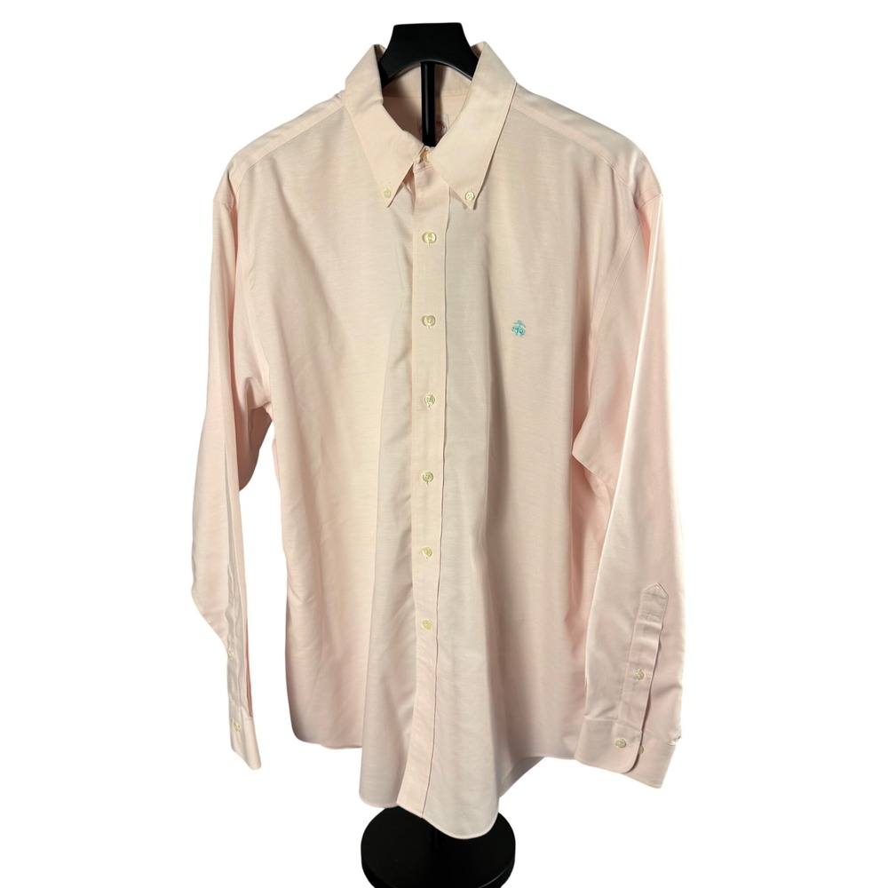 Brooks Brothers 346 Mens Large Pink Supima Cotton Non-Iron Button Down Shirt